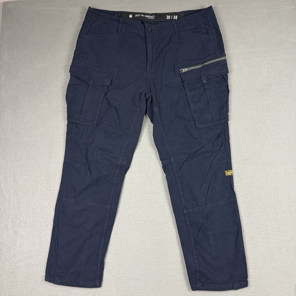 G-Star Raw Cargo Pants Mens 38x30 Rovic Zip 3D Straight Tapered Navy Blue Combat